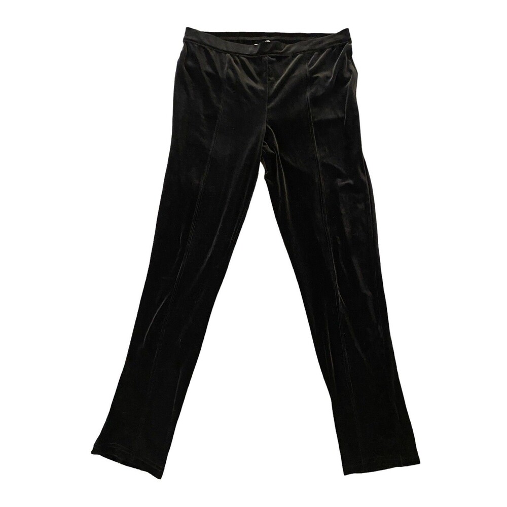 Isaac Mizrahi Velvet Slim Leg Pants Black Pull On Women Size Medium